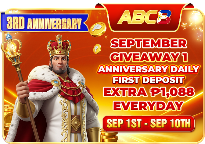 3RD ANNIVERSARY DAILY FIRST DEPOSIT EXTRA P1,088 EVERY DAY