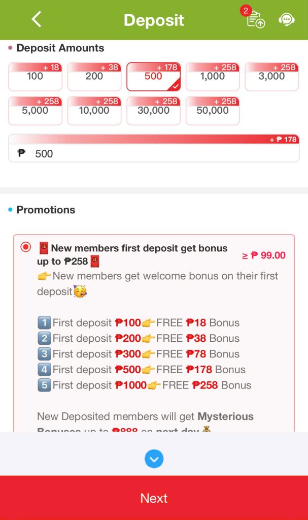 Step 2: Enter the deposit amount