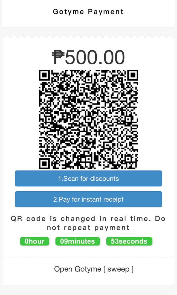 Step 3: The QR code and account information appear.